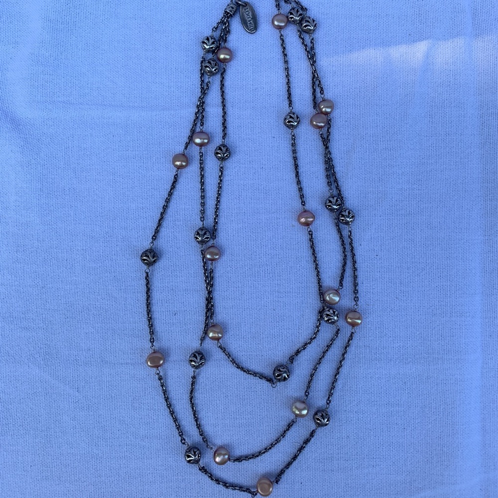 Lois Hill multichain sterling silver&pearl necklac